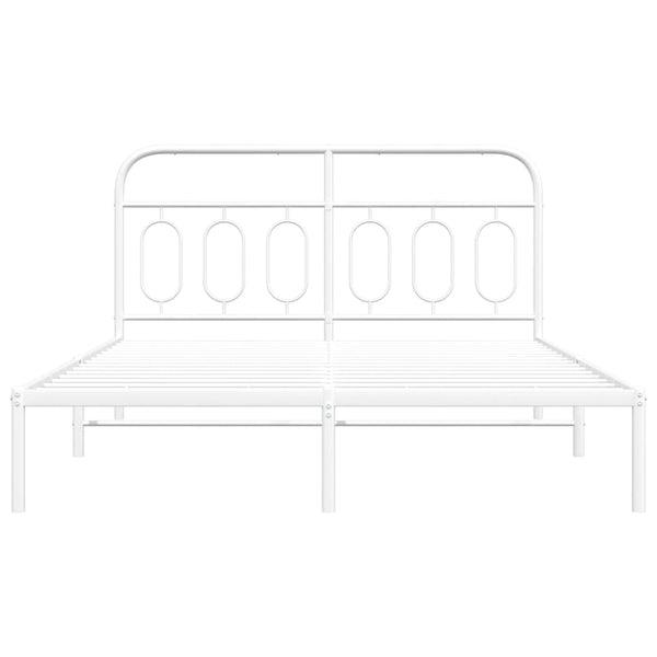 Metallinen sängynrunko päädyllä valkoinen 140x190 cm
