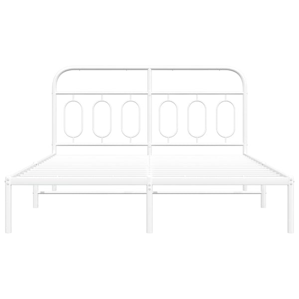 Metallinen sängynrunko päädyllä valkoinen 140x200 cm