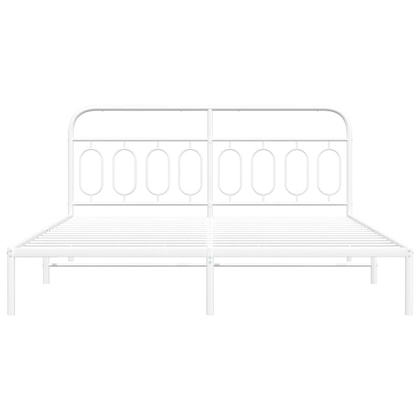 Metallinen sängynrunko päädyllä valkoinen 160x200 cm