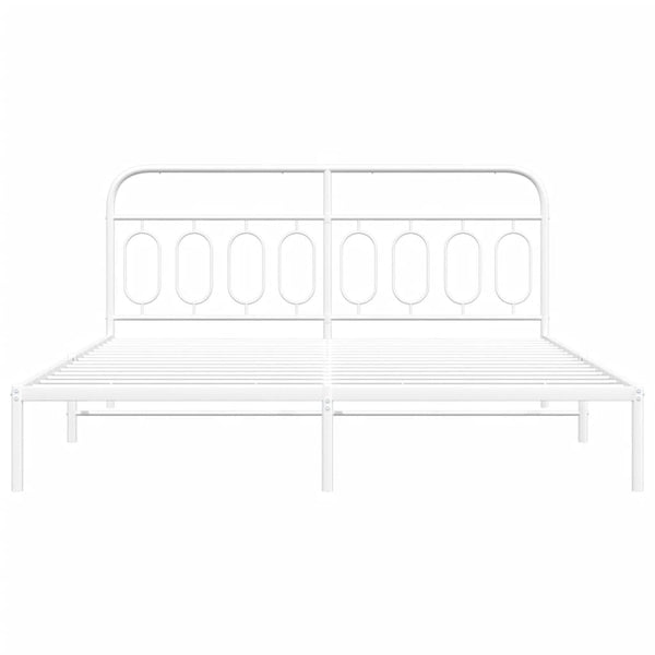 Metallinen sängynrunko päädyllä valkoinen 183x213 cm
