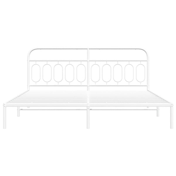 Metallinen sängynrunko päädyllä valkoinen 200x200 cm