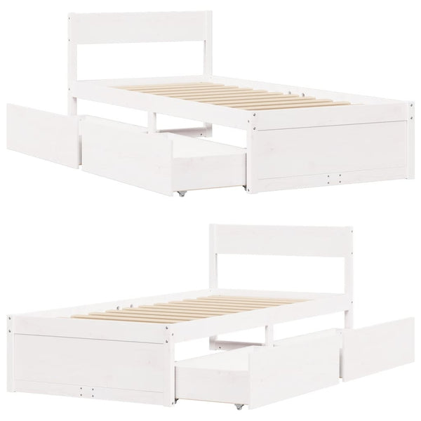 Valkoinen sängynrunko ilman patjaa Rizetta 90x190cm (mänty)