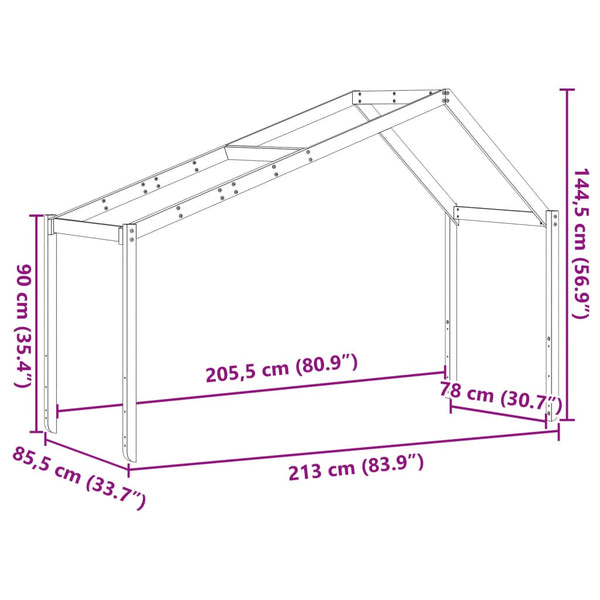Lastensängyn katos 213x85,5x144,5 cm täysi mänty