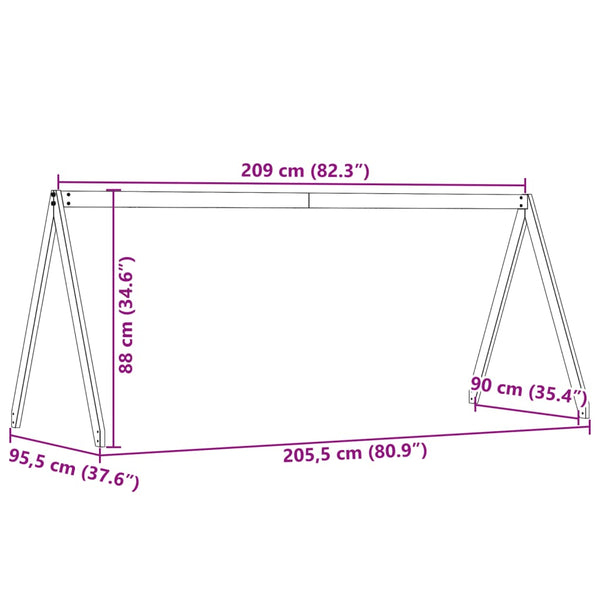 Lastensängyn katos Sapet 209x95,5x88cm (mänty)