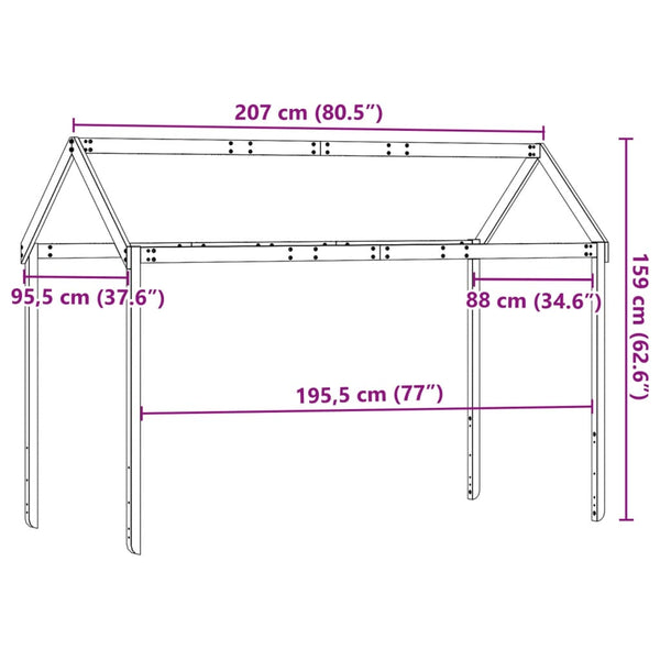 Lastensängyn katos 207x95,5x159 cm täysi mänty