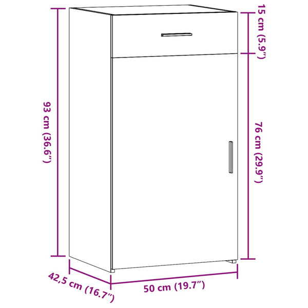 Senkki ruskea tammi 50x42,5x93 cm tekninen puu