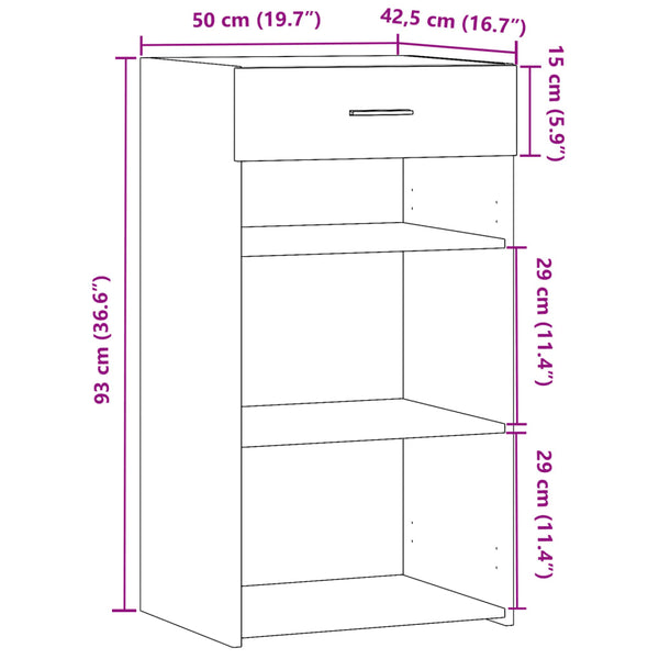 Senkki ruskea tammi 50x42,5x93 cm tekninen puu