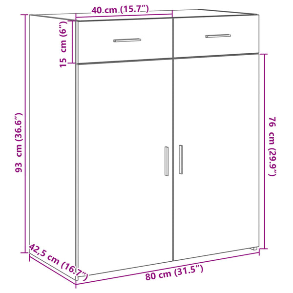 Senkki betoninharmaa 80x42,5x93 cm tekninen puu