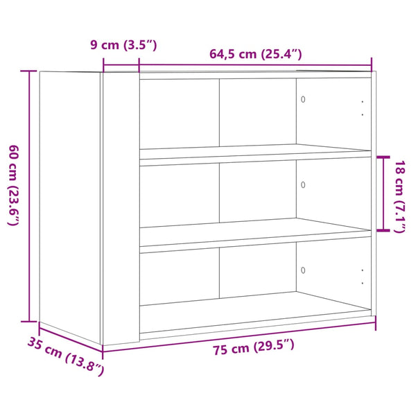 TV-seinäkaappi harmaa Sonoma 75x35x60 cm tekninen puu