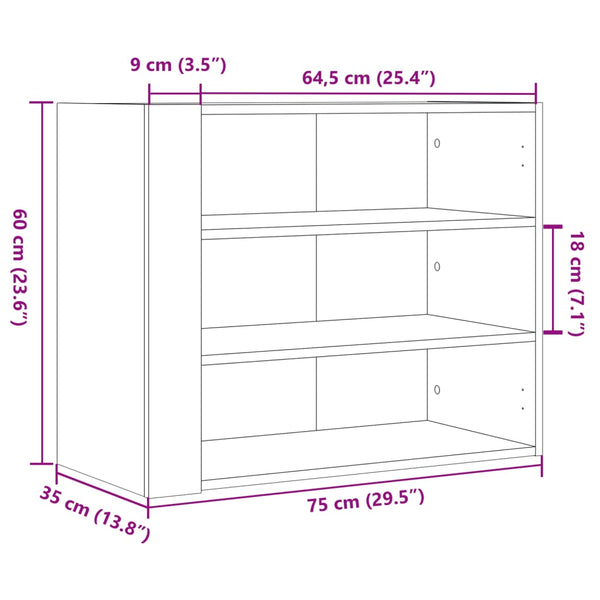 Seinäkaappi ruskea tammi 75x35x60 cm tekninen puu