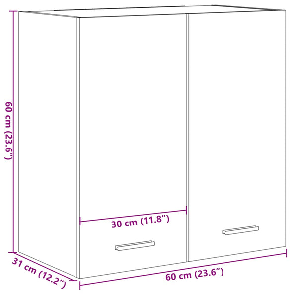 Seinäkaappi Sonoma tammi 60x31x60 cm lastulevy