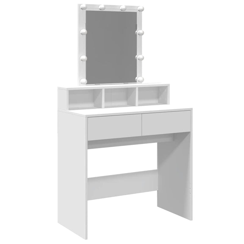 Valkoinen peilipöytä led-valoilla Evanteea 80x41x144,5cm