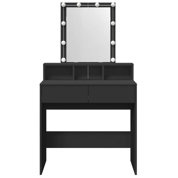 Peilipöytä LED-valoilla musta 80x41x144,5 cm