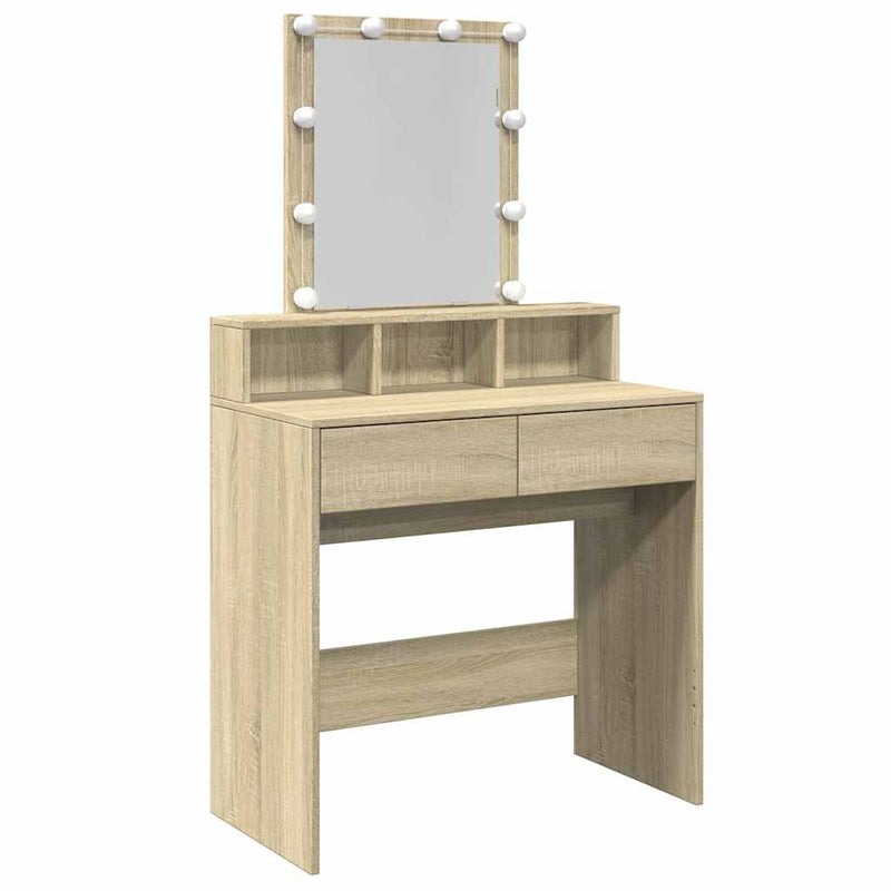 Sonoma tammi peilipöytä led-valoilla Evanteea 80x41x144,5cm