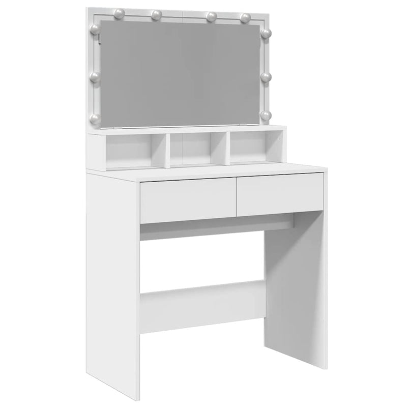 Valkoinen peilipöytä led-valoilla Odotie 80x41x134,5cm