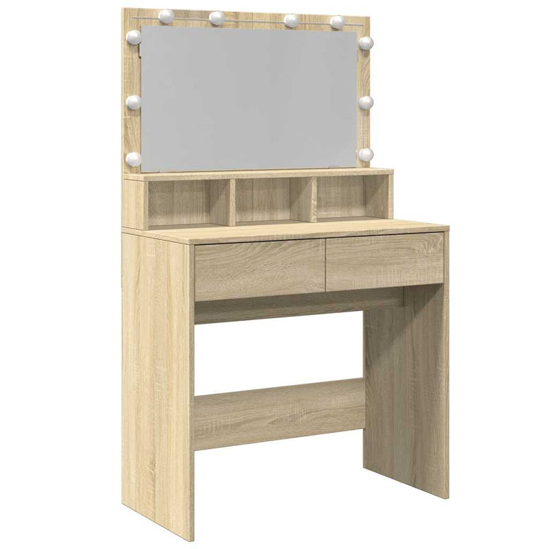 Sonoma-tammi peilipöytä led-valoilla Odotie 80x41x134,5cm