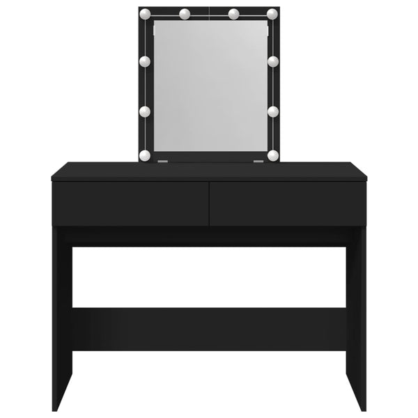 Peilipöytä LED-valoilla musta 100x40x130 cm