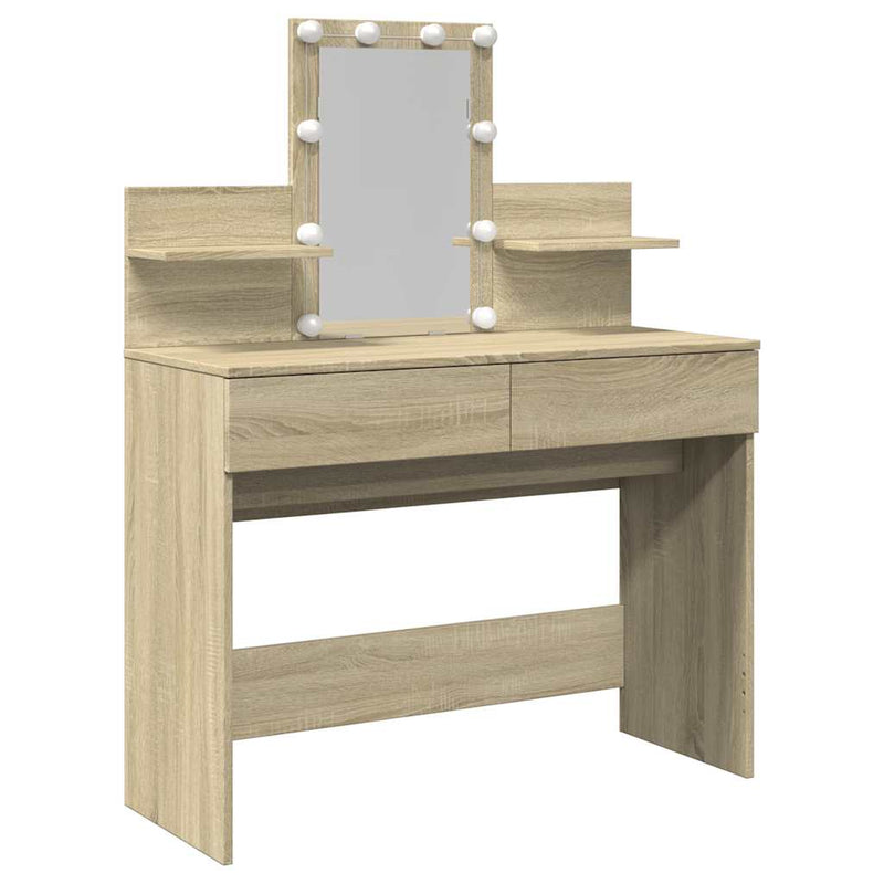 Sonoma tammi peilipöytä led-valoilla Robinson 100x40x130cm