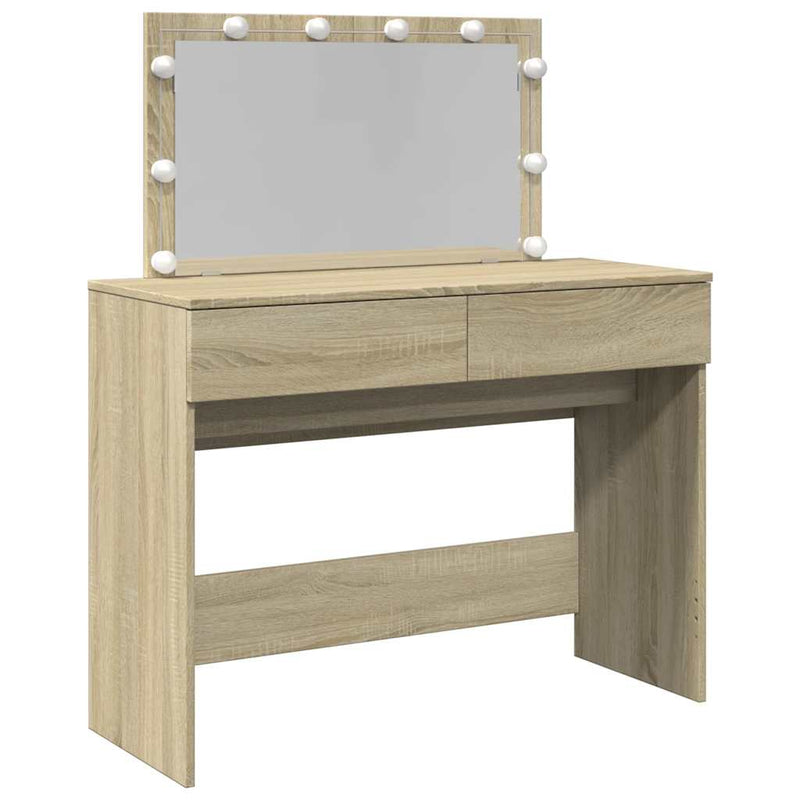 Sonoma tammi peilipöytä led-valoilla Leal 100x40x120cm