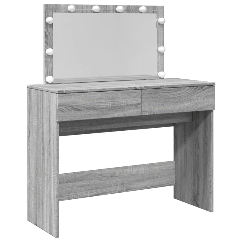 Harmaa peilipöytä led-valoilla Leal 100x40x120cm (sonoma)