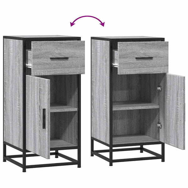 Harmaa senkki Khosrow 35,5x35x76cm (puinen ja metalli)