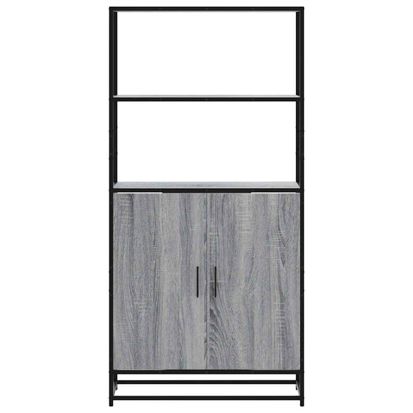 Harmaa highboard Jep 68x35x139cm (suunniteltu puu ja metalli)