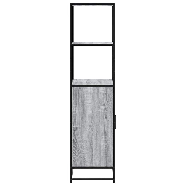 Harmaa highboard Jep 68x35x139cm (suunniteltu puu ja metalli)