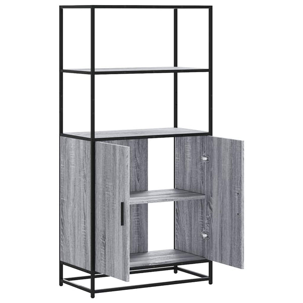 Harmaa highboard Jep 68x35x139cm (suunniteltu puu ja metalli)