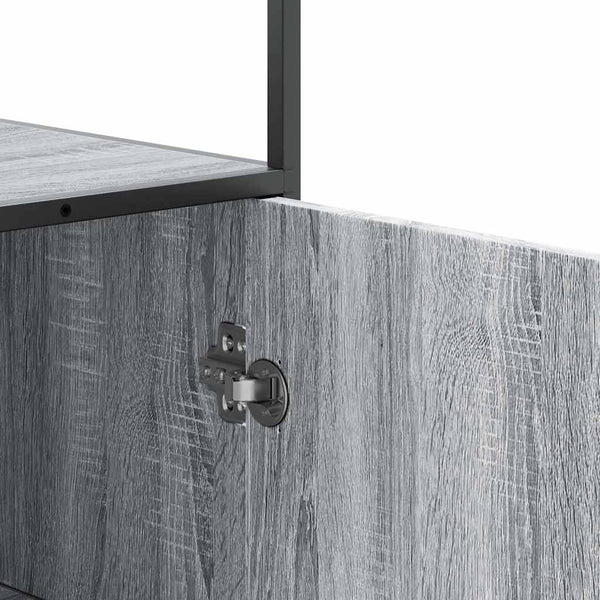 Harmaa highboard Jep 68x35x139cm (suunniteltu puu ja metalli)