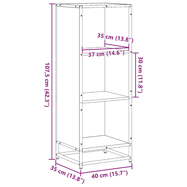 Musta kirjakaappi Adalber 40x35x107,5cm (engineered wood)
