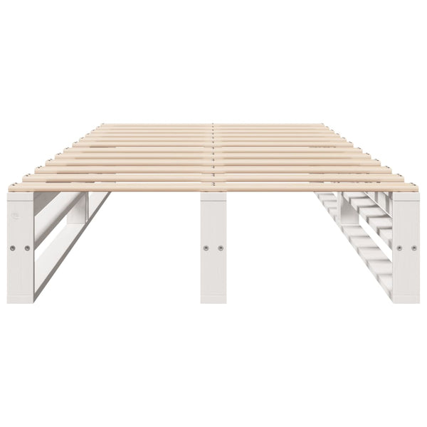 Sängynrunko ilman patjaa valkoinen 90x200 cm täysi mänty