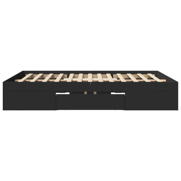 Sängynrunko musta 150x200 cm tekninen puu