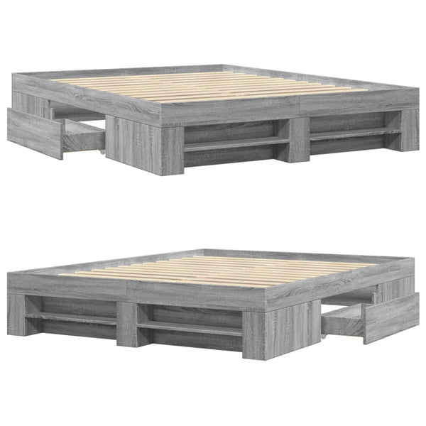 Sängynrunko harmaa Sonoma 150x200 cm tekninen puu