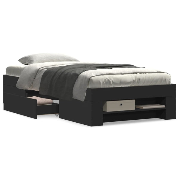 Sängynrunko musta 90x190 cm tekninen puu