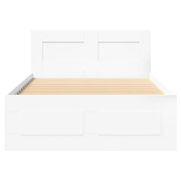 Sängynrunko päädyllä valkoinen 100x200 cm tekninen puu