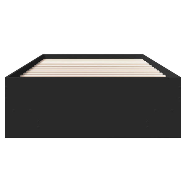 Sängynrunko musta 90x200 cm täysi puu