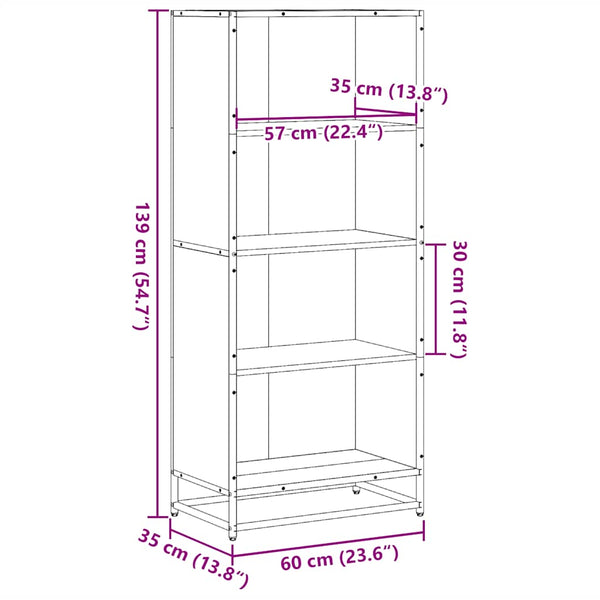 Savutammi kirjahylly Adalber 60x35x139cm (puinen)