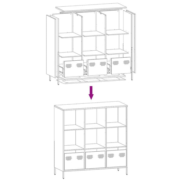 Pinkki highboard Nectar 101,5x39x103,5cm (teräs)