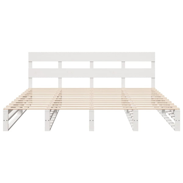 Sängynrunko ilman patjaa valkoinen 200x200 cm täysi mänty