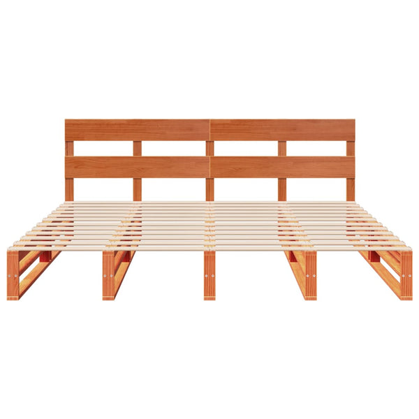 Sängynrunko ilman patjaa vahanruskea 200x200 cm täysi mänty