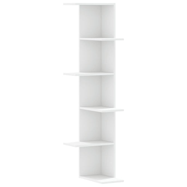 Seinäkulmahylly valkoinen 36,5x36,5x140 cm tekninen puu