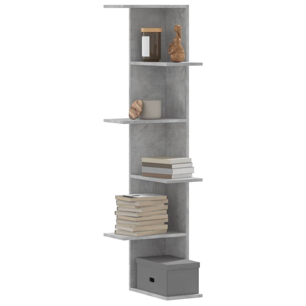 Seinäkulmahylly betoninharmaa 36,5x36,5x140 cm tekninen puu