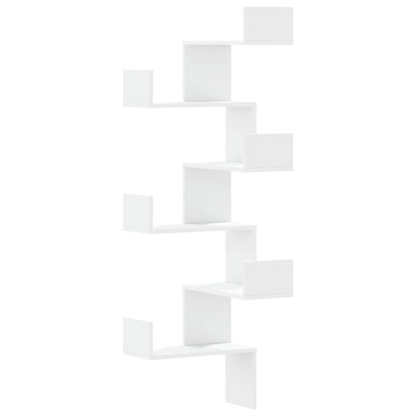 Seinäkulmahylly valkoinen 45x45x147 cm tekninen puu