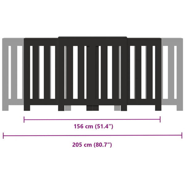 Lämpöpatterin suoja musta 205x21,5x83,5 cm tekninen puu