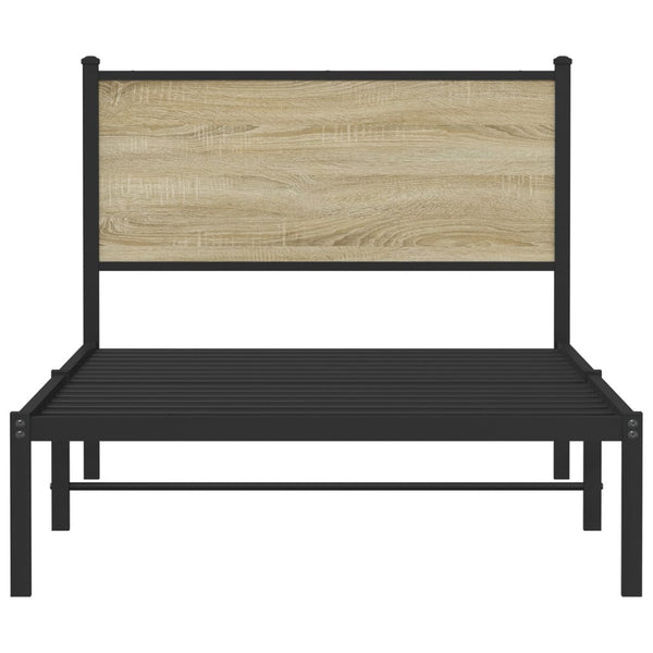 Metallinen sängynrunko päädyllä Sonoma-tammi 100x190 cm