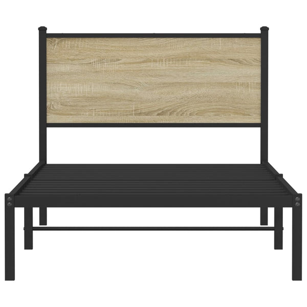 Metallinen sängynrunko päädyllä Sonoma-tammi 100x200 cm