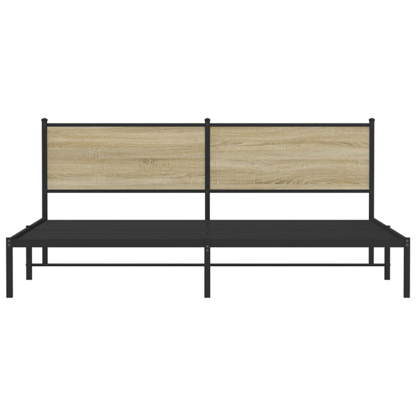 Metallinen sängynrunko päädyllä Sonoma-tammi 193x203 cm