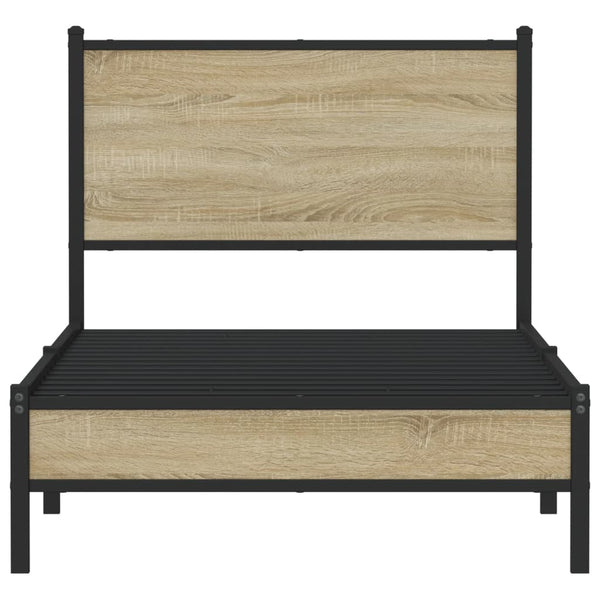 Metallinen sängynrunko päädyllä Sonoma-tammi 75x190 cm