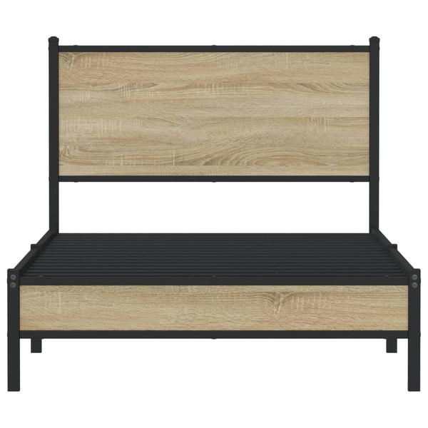 Metallinen sängynrunko päädyllä Sonoma-tammi 100x200 cm