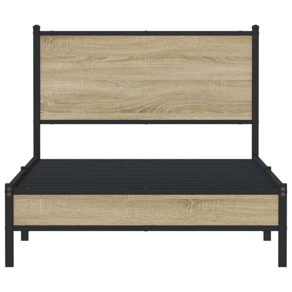 Metallinen sängynrunko päädyllä Sonoma-tammi 107x203 cm